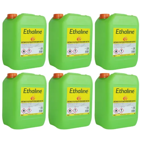 6 Taniche Bioetanolo Naturale 10L Combustibile Ecologico per Biocamini