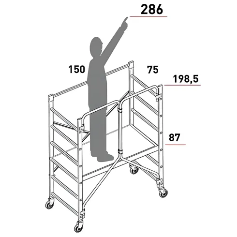 Facal Ponteggio Trabattello in Alluminio Pieghevole con Ruote 150x75