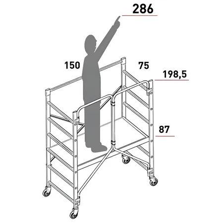 Facal Ponteggio Trabattello in Alluminio Pieghevole con Ruote 150x75