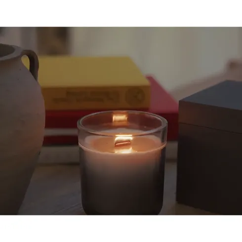 Set 3 Candele TAGU Effetto Camino in Vetro Nero con Stoppino in Legno