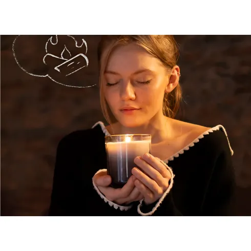 Set 3 Candele TAGU Effetto Camino in Vetro Nero con Stoppino in Legno