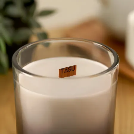 Set 3 Candele TAGU Effetto Camino in Vetro Nero con Stoppino in Legno