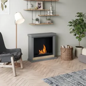 Camino a Bioetanolo TAGU FreeFlame Hagen Grigio Dettaglio Legno 2