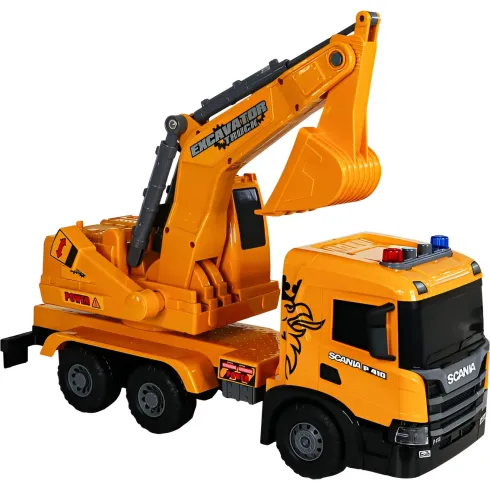 Camion Escavatore Giocattolo Scania Luci e Suoni con Braccio Mobile