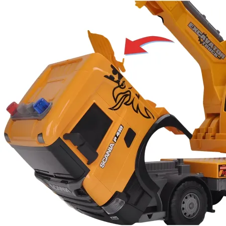Camion Escavatore Giocattolo Scania Luci e Suoni con Braccio Mobile