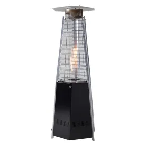 Stufa Piramide a Gas da Esterno 12,5kW Nero con Ruote Fiamma Visibile