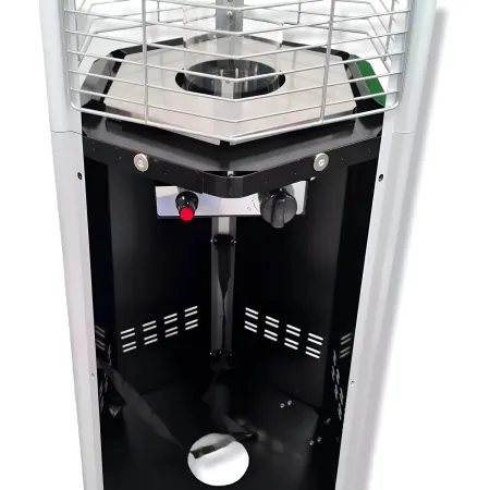 Stufa Piramide a Gas da Esterno 12,5kW Nero con Ruote Fiamma Visibile