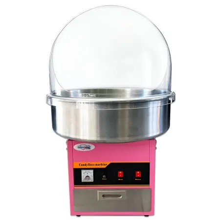 Macchina per Zucchero Filato Rosa Professionale Acciaio con Cupola