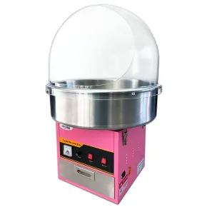 Macchina per Zucchero Filato Rosa Professionale Acciaio con Cupola