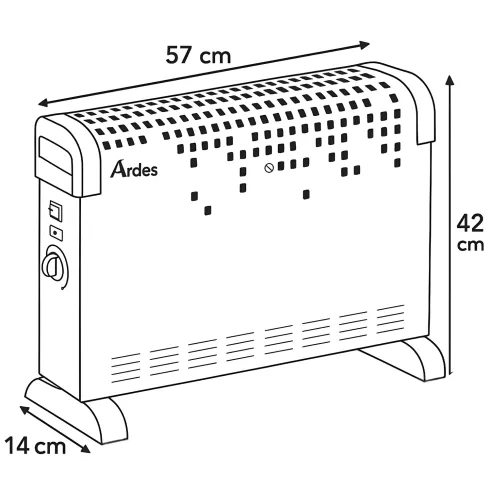 Termoconvettore Elettrico 1800W Ardes Ventilato Regolabile Bianco