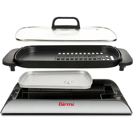 Barbecue Elettrico 2000W Piastra Antiaderente Liscia Rigata da Tavolo