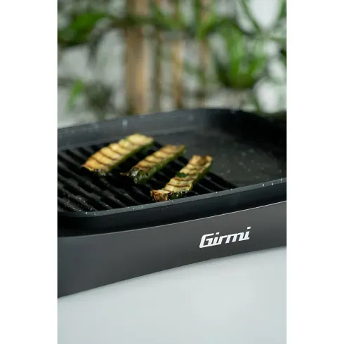 Barbecue Elettrico Girmi da Tavolo 2200W Antiaderente Coperchio Vetro