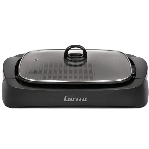 Barbecue Elettrico Girmi da Tavolo 2200W Antiaderente Coperchio Vetro