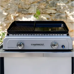 Barbecue a Gas 2 Fuochi Campingaz Piastra Smaltata Bruciatori Grigio 2