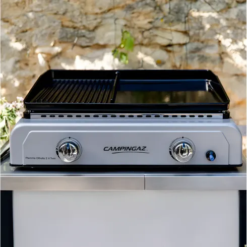 Barbecue a Gas 2 Fuochi Campingaz Piastra Smaltata Bruciatori Grigio