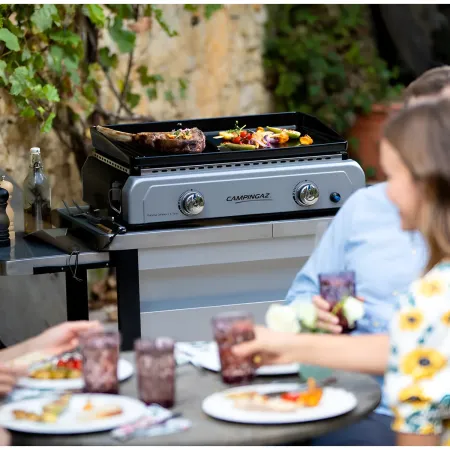 Barbecue a Gas 2 Fuochi Campingaz Piastra Smaltata Bruciatori Grigio