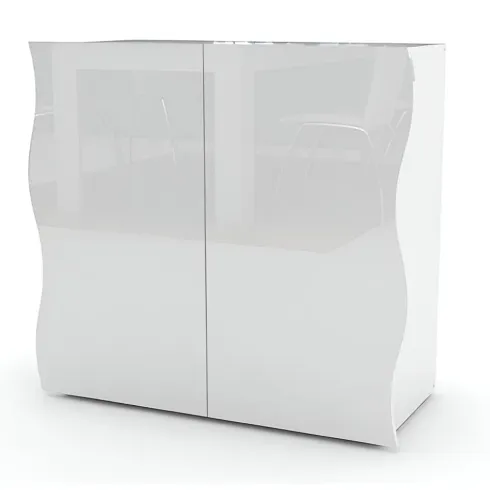 Madia a 2 Ante Bianco Lucido Credenza per Soggiorno Moderna Multifunzione