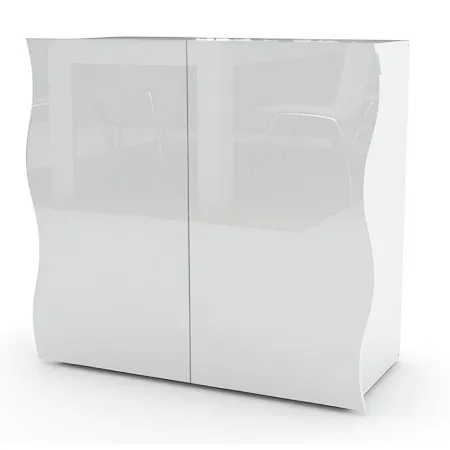 Madia a 2 Ante Bianco Lucido Credenza per Soggiorno Moderna Multifunzione