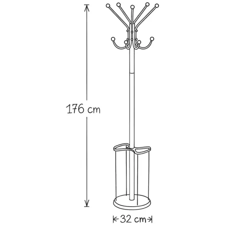 Attaccapanni da Terra Colonna Portaombrelli Ingresso h176 cm Acciaio