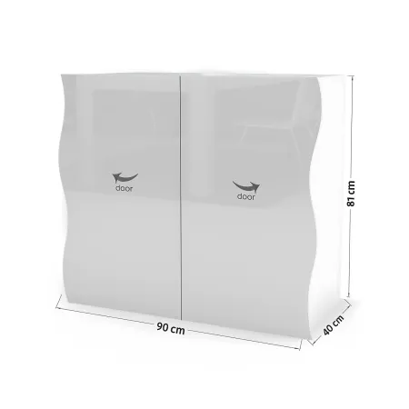 Madia a 2 Ante Bianco Lucido Credenza per Soggiorno Moderna Multifunzione