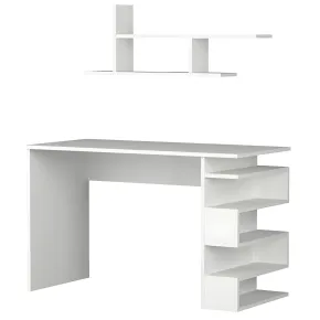 Scrivania Con Libreria Salvaspazio per Cameretta con Mensole Bianco