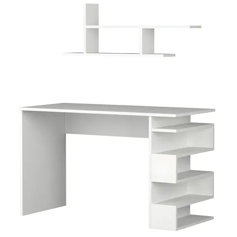 Scrivania Con Libreria Salvaspazio per Cameretta con Mensole Bianco