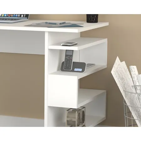 Scrivania Con Libreria Salvaspazio per Cameretta con Mensole Bianco