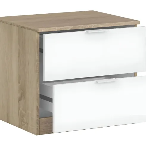 Kit Testiera Letto Singolo 90 cm con Comodino 2 Cassetti Rovere Bianco