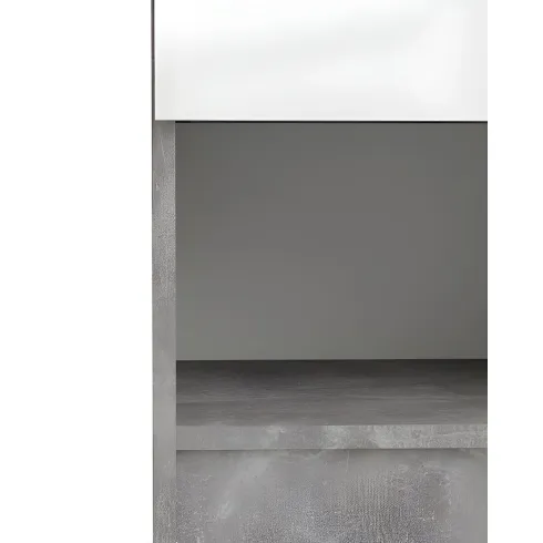 Comodino 1 Cassetto Vano Contenitore Effetto Cemento per Camera da Letto