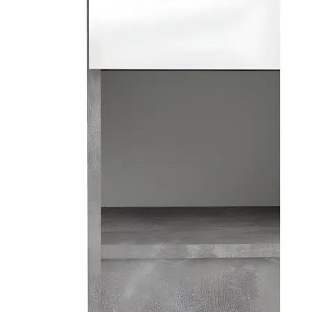 Comodino 1 Cassetto Vano Contenitore Effetto Cemento per Camera da Letto