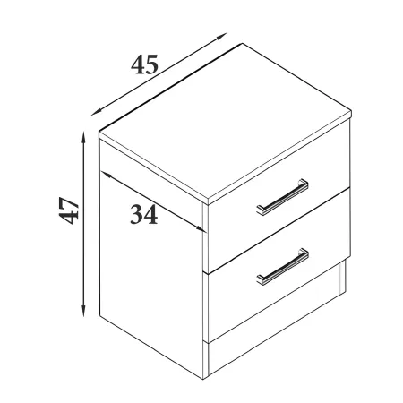 Comodino 2 Cassetti Rovere per Camera da Letto Moderno Salvaspazio