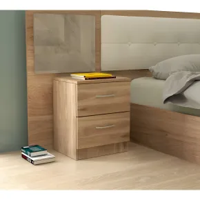 Comodino 2 Cassetti Rovere per Camera da Letto Moderno Salvaspazio 2