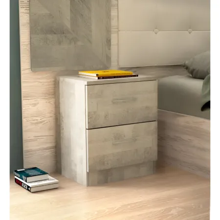 Comodino 2 Cassetti Rovere Chiaro per Camera da Letto Moderno