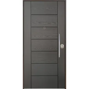 Porta blindata 90x210 da esterno in vetroresina grigia maniglione incluso