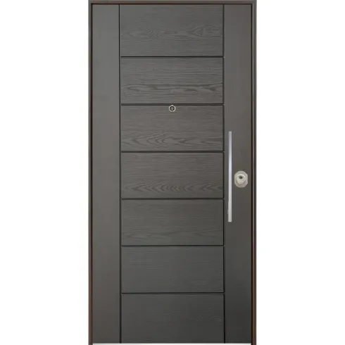 Porta blindata 90x210 da esterno in vetroresina grigia maniglione incluso