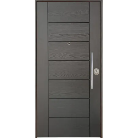 Porta blindata 90x210 da esterno in vetroresina grigia maniglione incluso