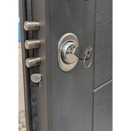 Porta blindata 90x210 da esterno in vetroresina grigia maniglione incluso