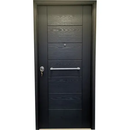 Porta blindata 90x210 da esterno in vetroresina grigia maniglione incluso