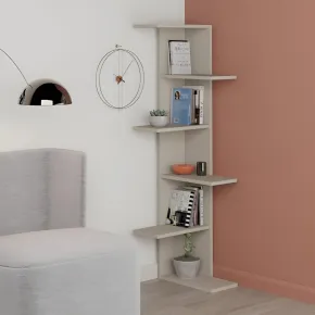 Libreria Angolare 5 Ripiani Cashmere Salvaspazio 37x37x141 cm 2