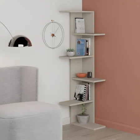Libreria Angolare 5 Ripiani Cashmere Salvaspazio 37x37x141 cm