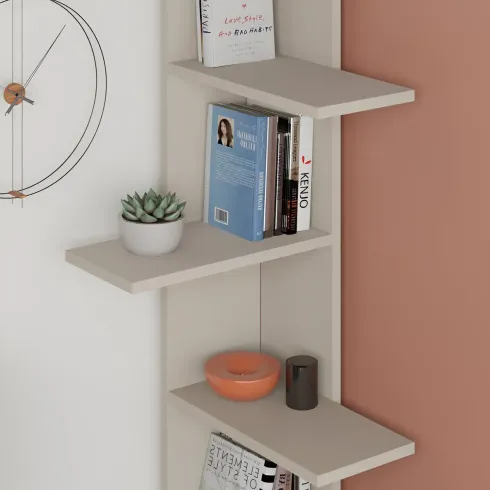 Libreria Angolare 5 Ripiani Cashmere Salvaspazio 37x37x141 cm