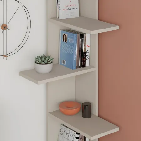 Libreria Angolare 5 Ripiani Cashmere Salvaspazio 37x37x141 cm