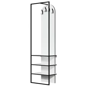 Mobile da Ingresso Appendiabiti Scarpiera Bianco 4 Ganci 3 Ripiani