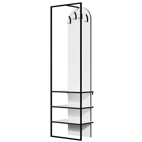 Mobile da Ingresso Appendiabiti Scarpiera Bianco 4 Ganci 3 Ripiani