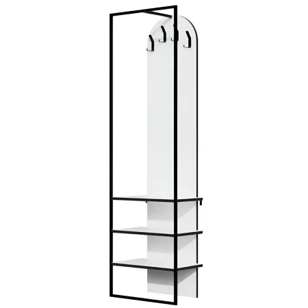Mobile da Ingresso Appendiabiti Scarpiera Bianco 4 Ganci 3 Ripiani