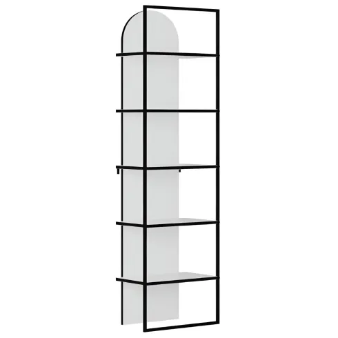 Libreria 5 Ripiani Moderna da Ingresso Soggiorno Bianco Struttura Metallo