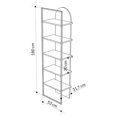 Libreria 5 Ripiani Moderna da Ingresso Soggiorno Bianco Struttura Metallo