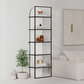 Libreria 5 Ripiani Moderna da Ingresso Soggiorno Bianco Struttura Metallo 2