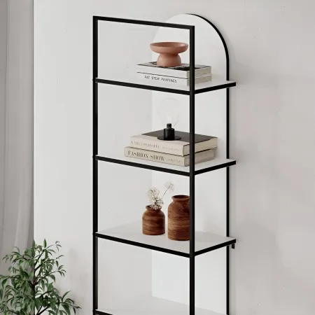 Libreria 5 Ripiani Moderna da Ingresso Soggiorno Bianco Struttura Metallo