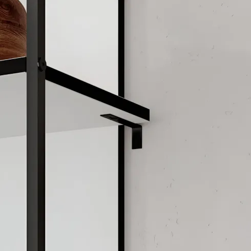 Libreria 5 Ripiani Moderna da Ingresso Soggiorno Bianco Struttura Metallo